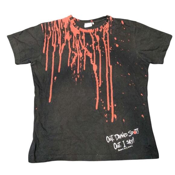Shakespeare's Globe Theatre Macbeth Out Damned Spot T-Shirt Black Size Medium S - Picture 1 of 6